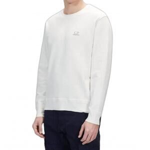 NEW C.P. COMPANY logo crew neck sweatshirt in gauze white